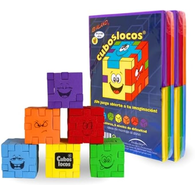 EVALAND CRAZY CUBES PACK OF 12 PUZZLE 3D PUZZLE GAME OF WIT STIMULATES IMAGINATION DEVELOPS INTELLIGENCE PREVENTS ALZHEIMER'S TWELVE CRAZY CUBES WITH 6 LEVELS ALL AGES - Image 1